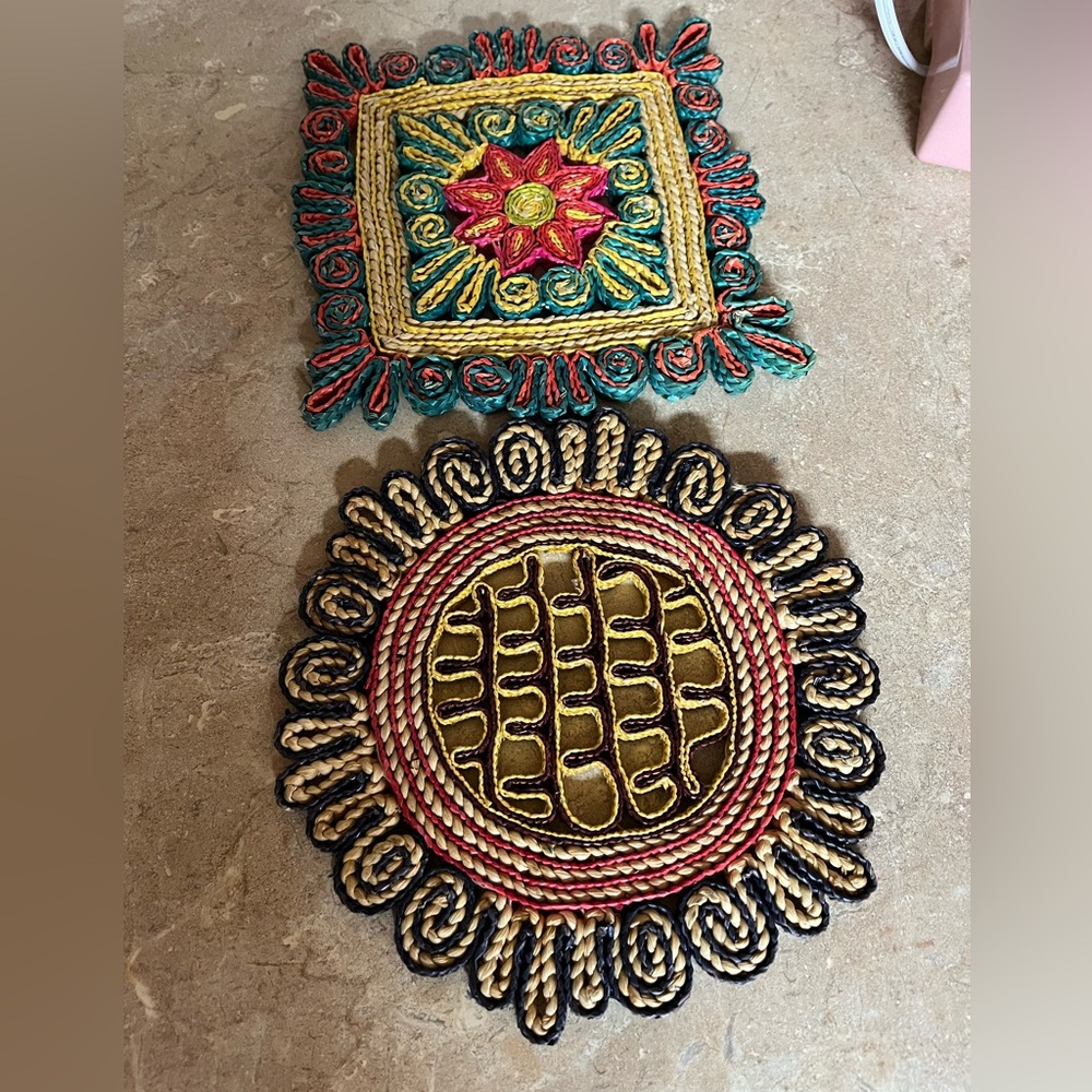 Colorful rattan straw trivets